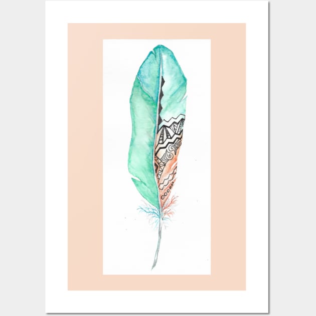 Turquois Feather Wall Art by Tstafford